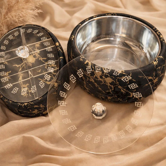 Matching velvet steel bowl hotpot and dry fruit box bundle Pakistan