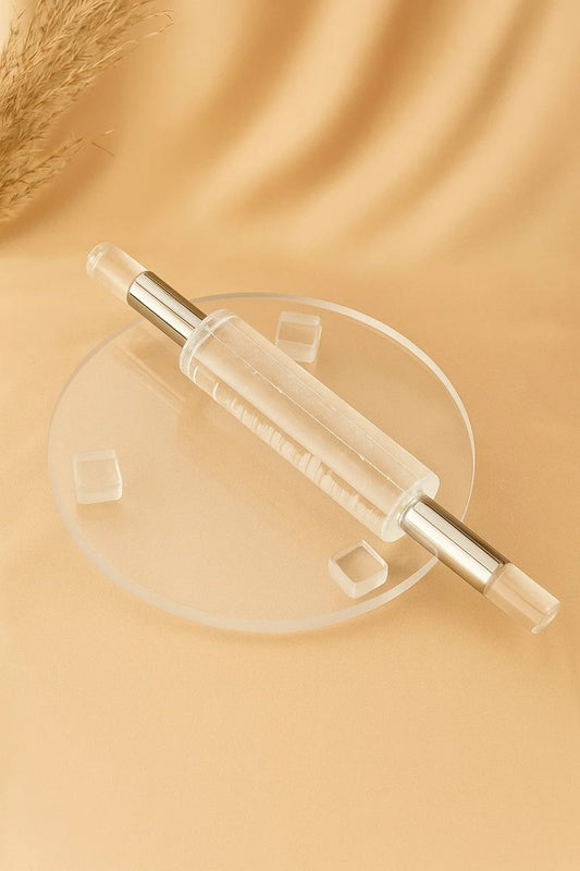 Crystal acrylic rolling pin with matching board non-stick Pakistan