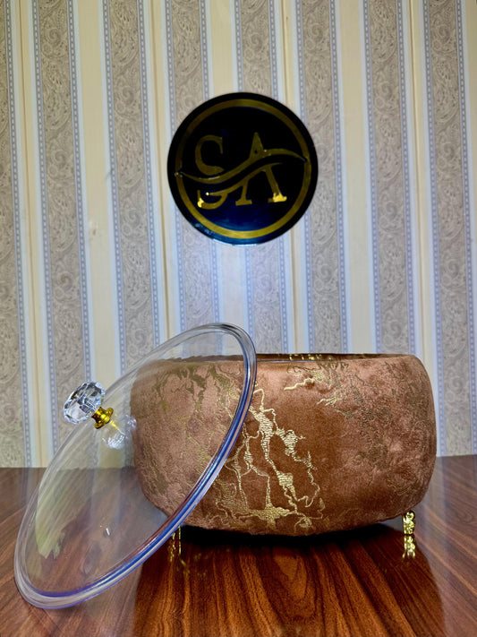 Turkish velvet hotpot blue colour with crystal lid Pakistan