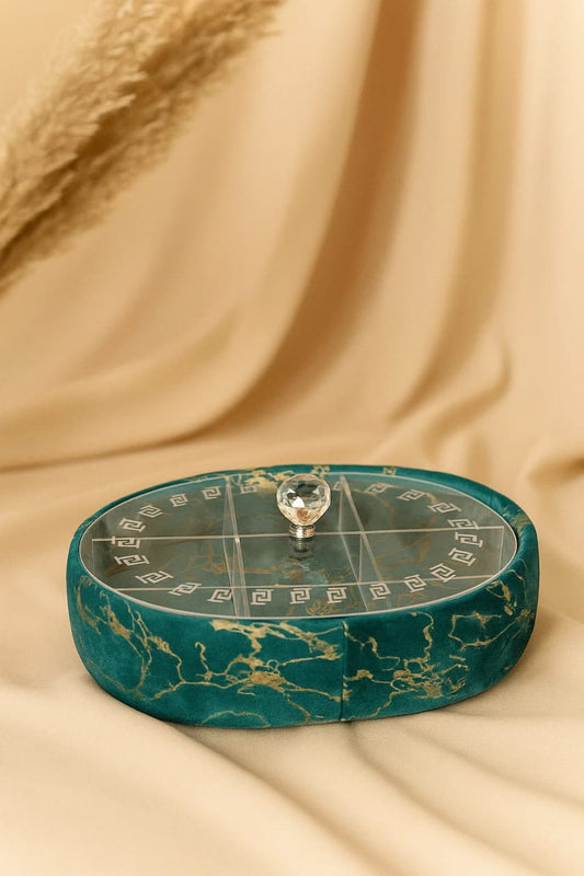 Marble effect oval dry fruit serving box transparent lid Pakistan