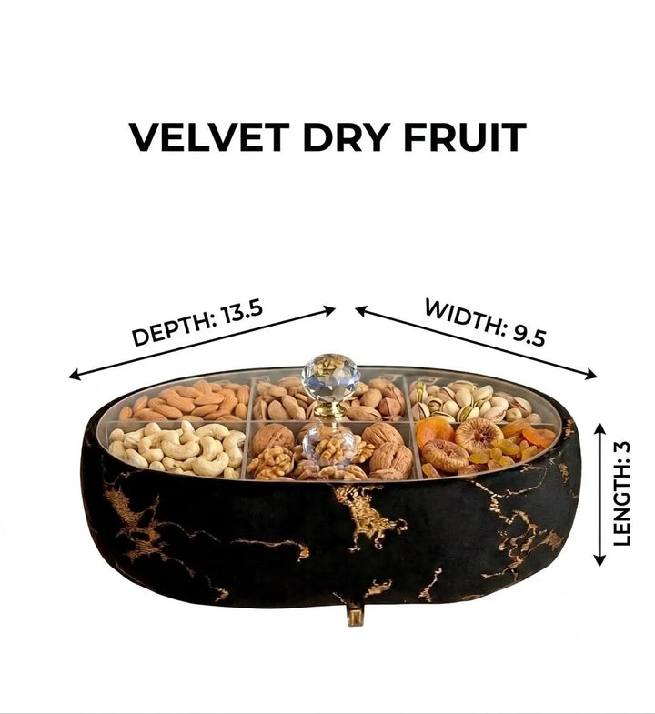 Luxury Marble-Inspired Oval Dry Fruit Box with Glass Lid — Premium Serving and Gifting Piece