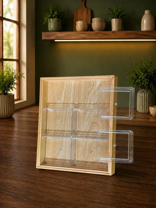 Wooden Acrylic Dry Fruits Box – 6 Section Premium Dry Fruit Organizer
