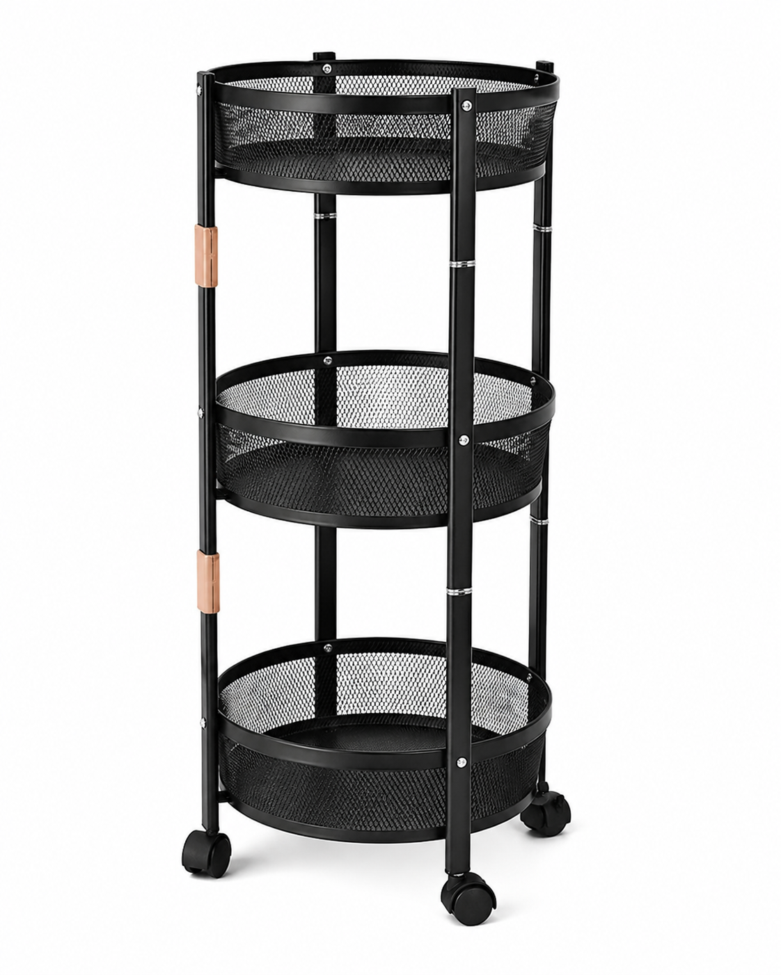 3-Tier Foldable Metal Storage Trolley with Wheels – Space Saving Organizer Rack