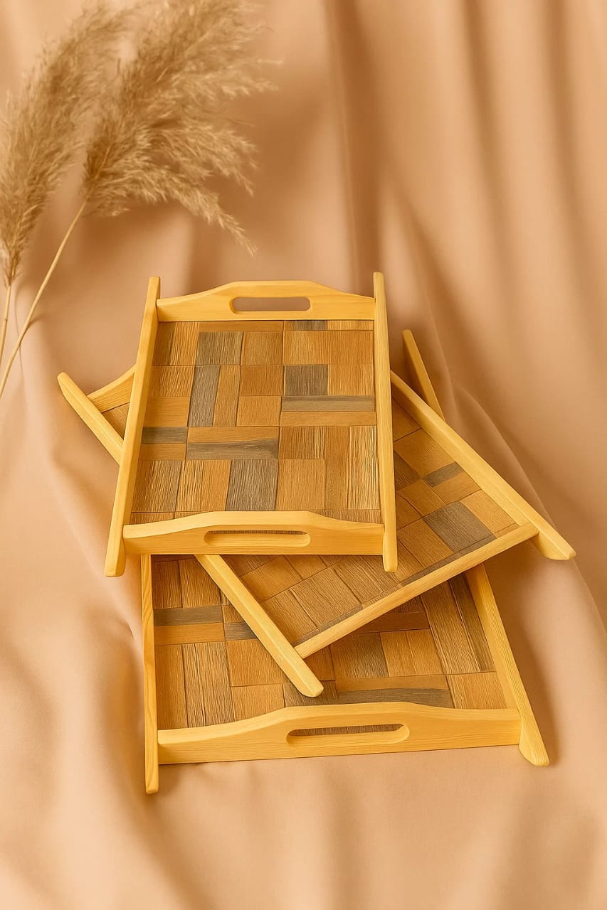 Box design wooden tray set large medium small sizes Pakistan