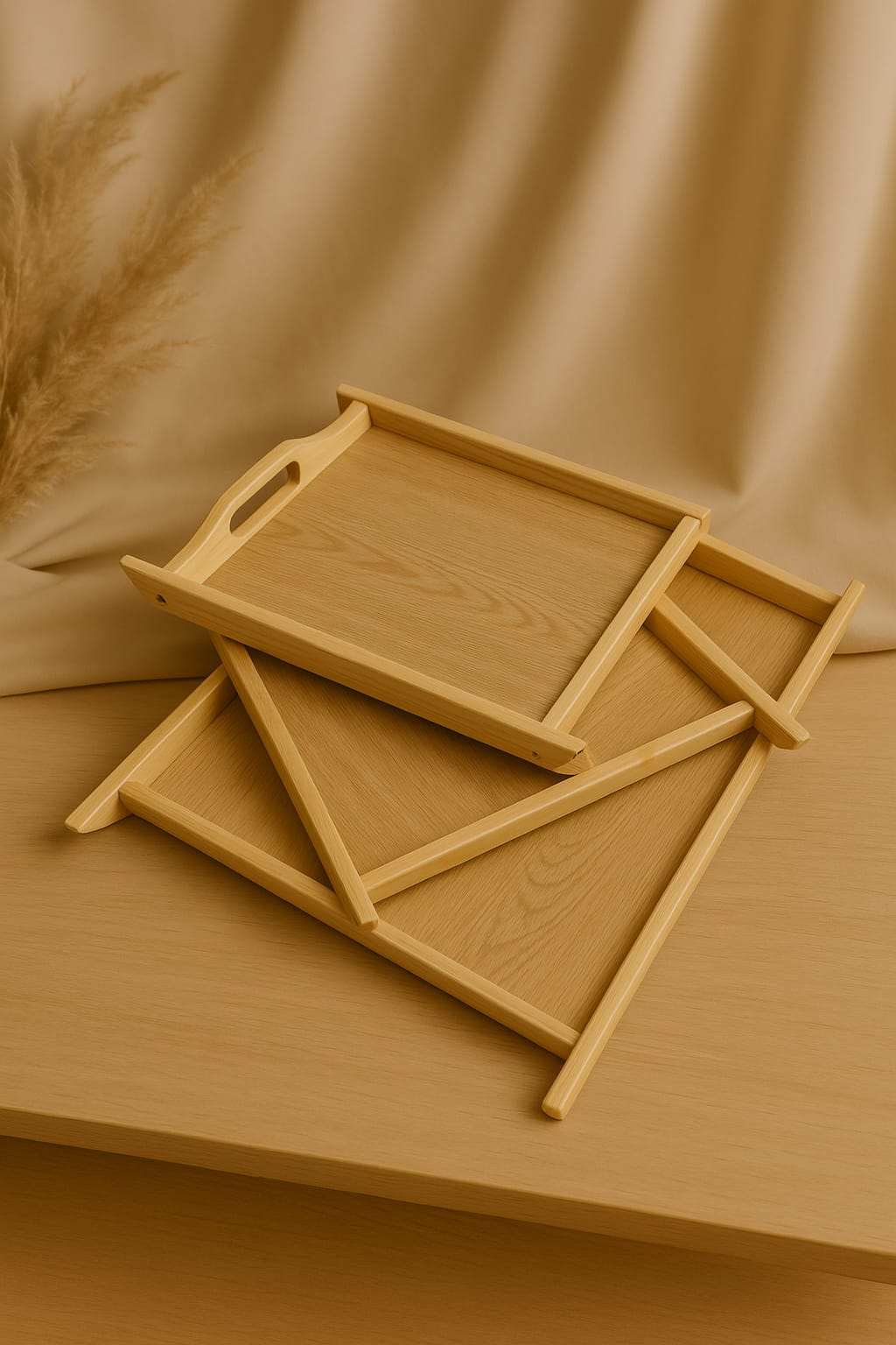 Natural wood tray set and spice jar set kitchen organisation Pakistan