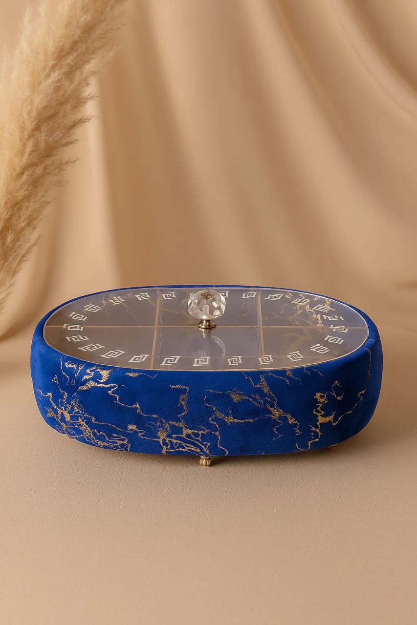 Marble effect oval dry fruit serving box transparent lid Pakistan