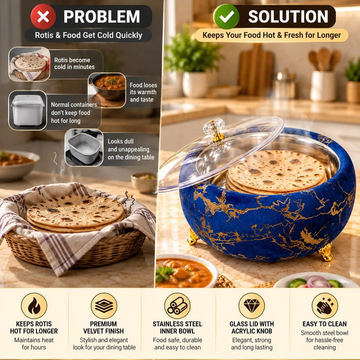 Turkish Velvet Steel Bowl Hotpot with Glass Lid — Premium Serving Hotpot for Home and Gifting