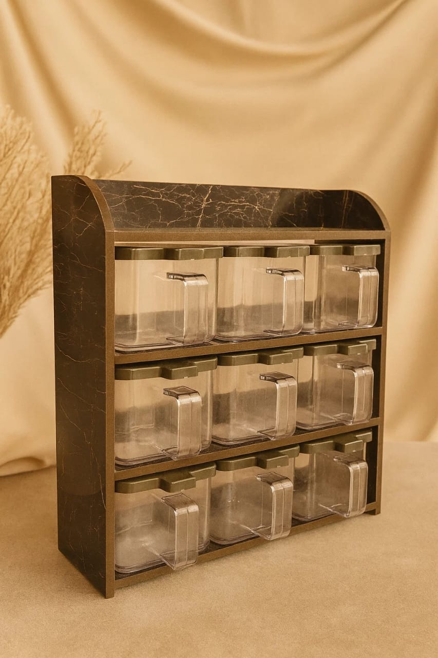 "kitchen Spice Storage Solution - 9 Jar Spice" (Black)