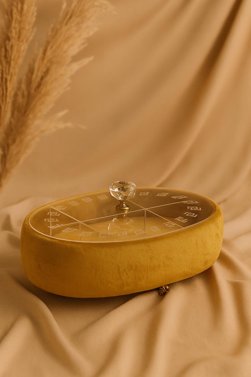 Simple Velvet Luxury Dry Fruit Box with Acrylic Cover