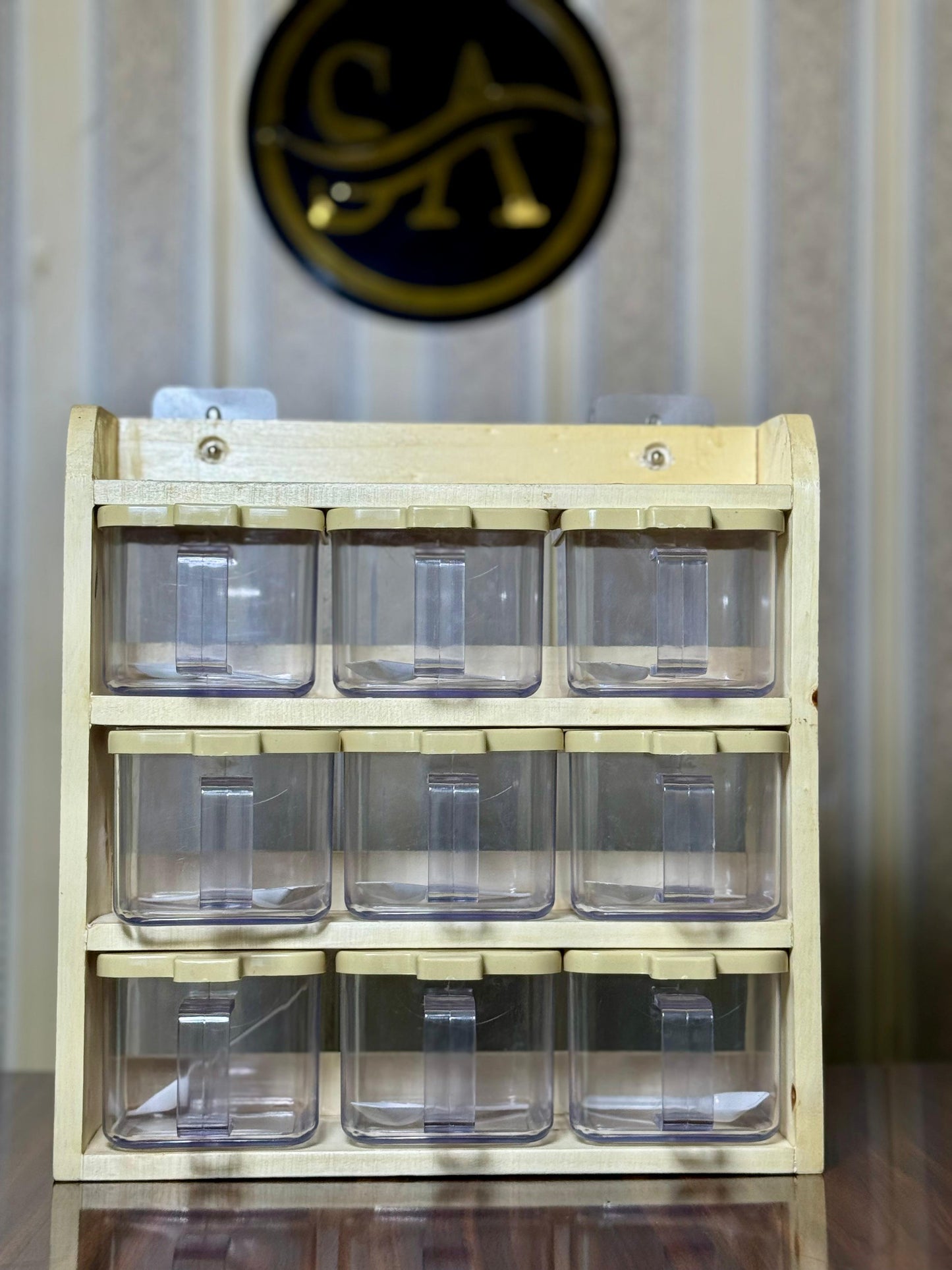 9 Piece Spice Jar with Pure Wooden Rack