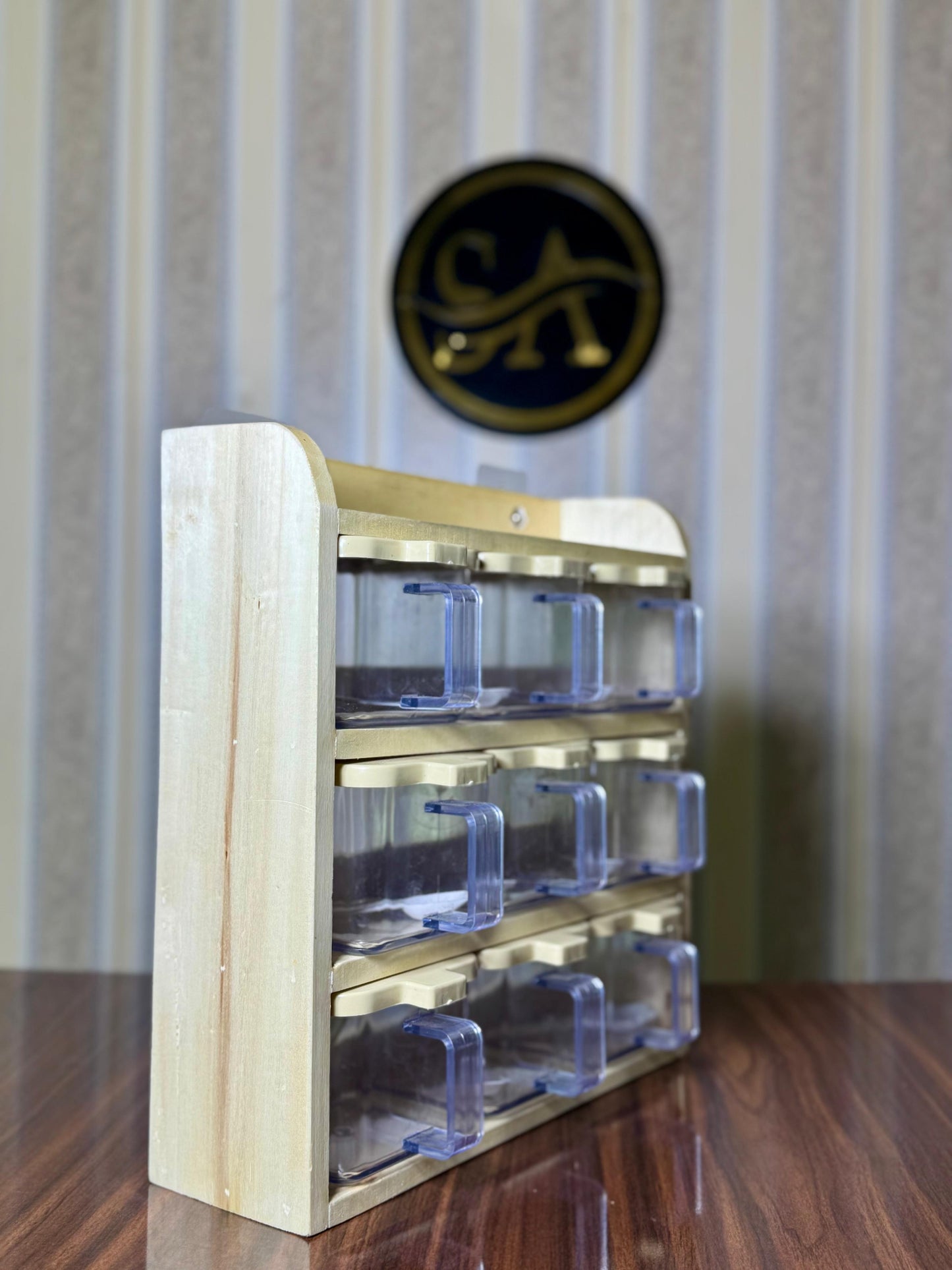 9 Piece Spice Jar with Pure Wooden Rack