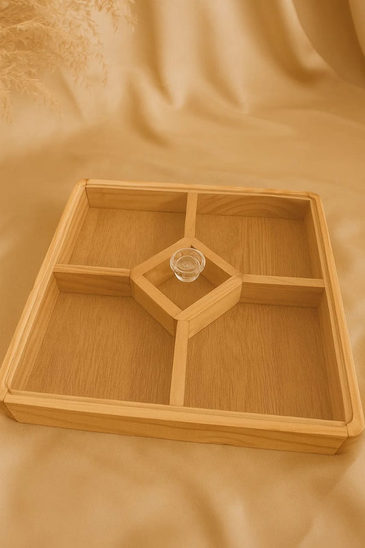 Natural Wooden Dry Fruit & Snack Box – With Acrylic Cover"