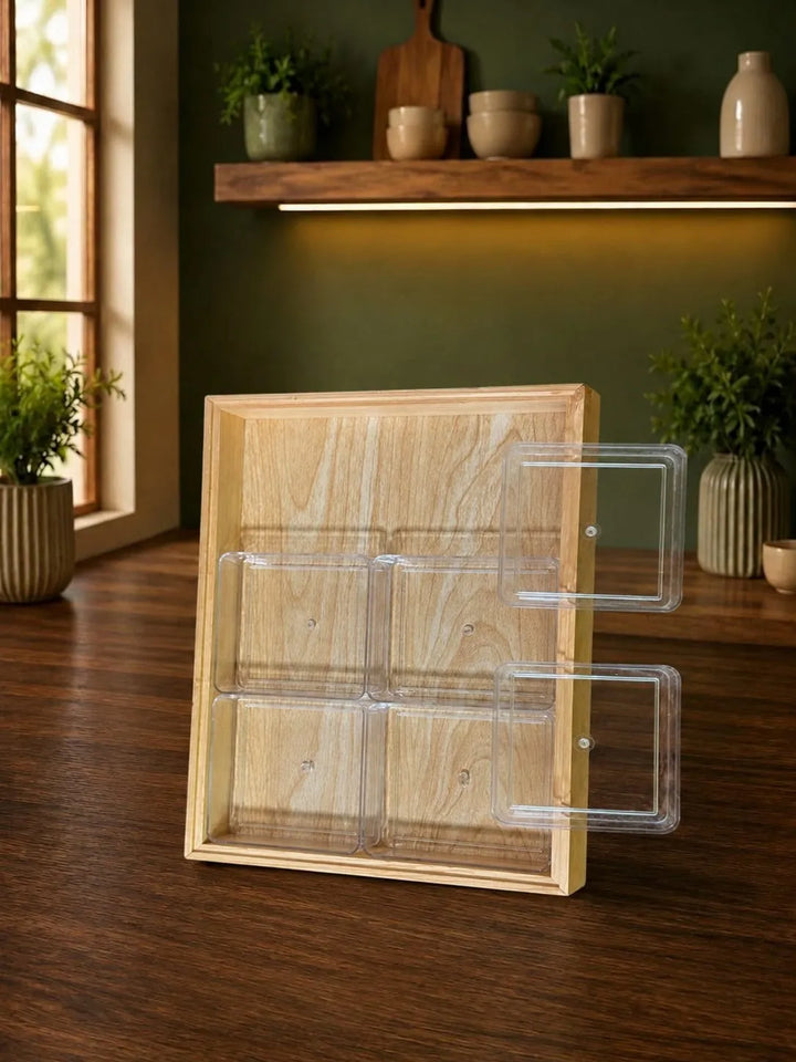 Wooden Acrylic Dry Fruits Box – 6 Section Premium Dry Fruit Organizer
