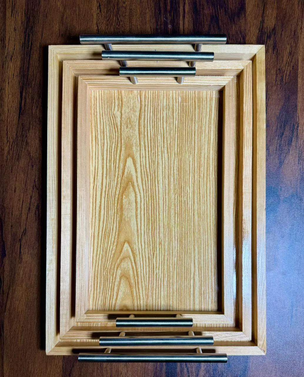 Natural wood tray set and spice jar set kitchen organisation Pakistan